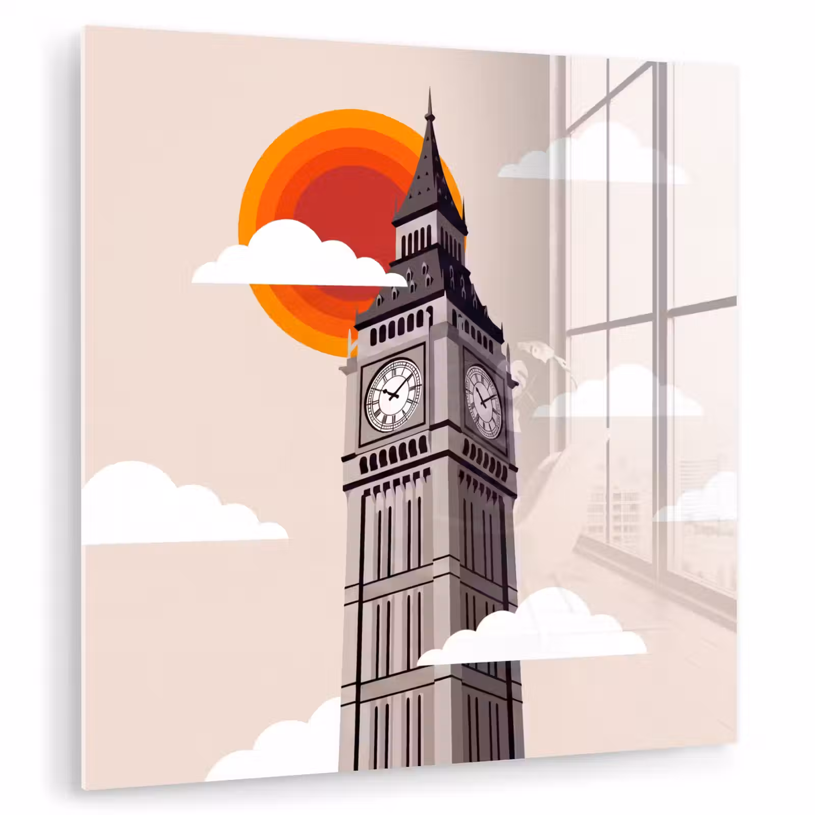 Glas schilderij - Toren - Klok - Londen - Architectuur - Retro — 1