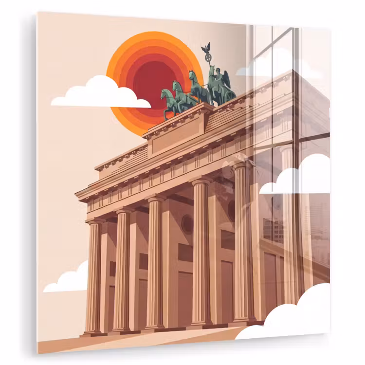 Glas schilderij - Architectuur - Brandenburg - Berlijn - Zonsondergang - Historisch — 1