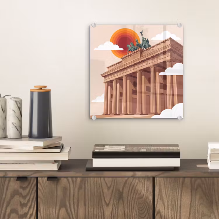 Glas schilderij - Architectuur - Brandenburg - Berlijn - Zonsondergang - Historisch — 2