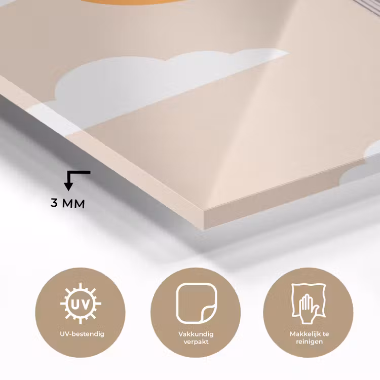 Glas schilderij - Monument - Stad - Zonsondergang - Minimalistisch - Oranje — 3