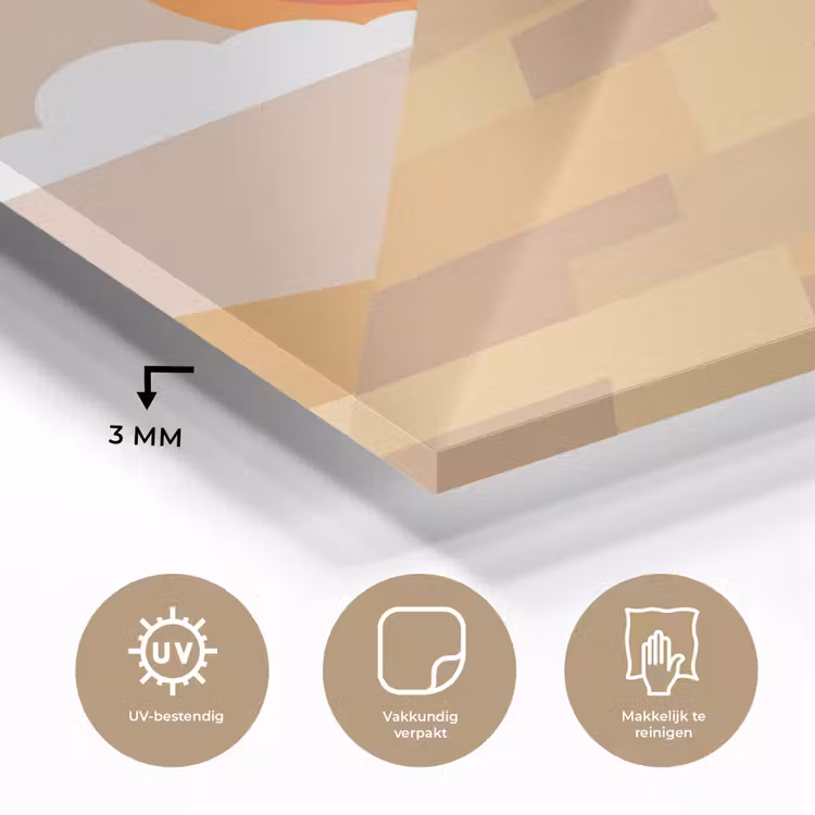 Glas schilderij - Piramide - Zon - Woestijn - Modern - Oranje — 3