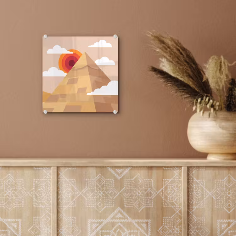 Glas schilderij - Piramide - Zon - Woestijn - Modern - Oranje — 6