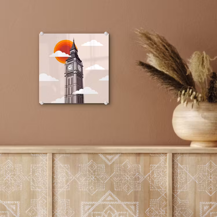 Glas schilderij - Toren - Klok - Londen - Architectuur - Retro — 6