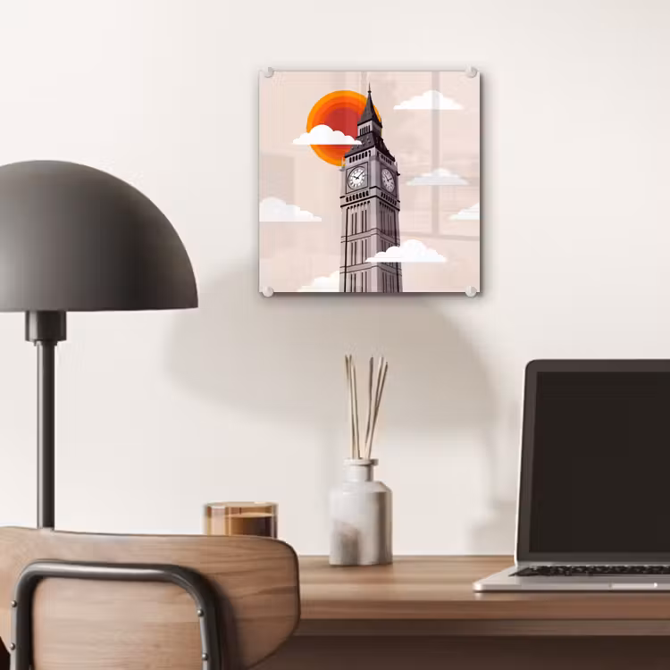 Glas schilderij - Toren - Klok - Londen - Architectuur - Retro — 7