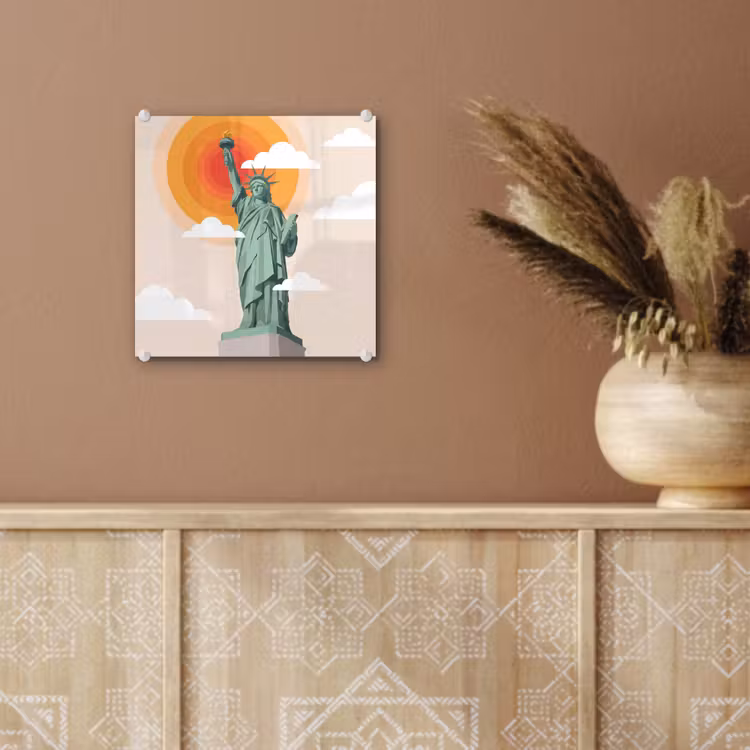 Glas schilderij - Vrijheidsbeeld - New York - Zon - Modern — 6