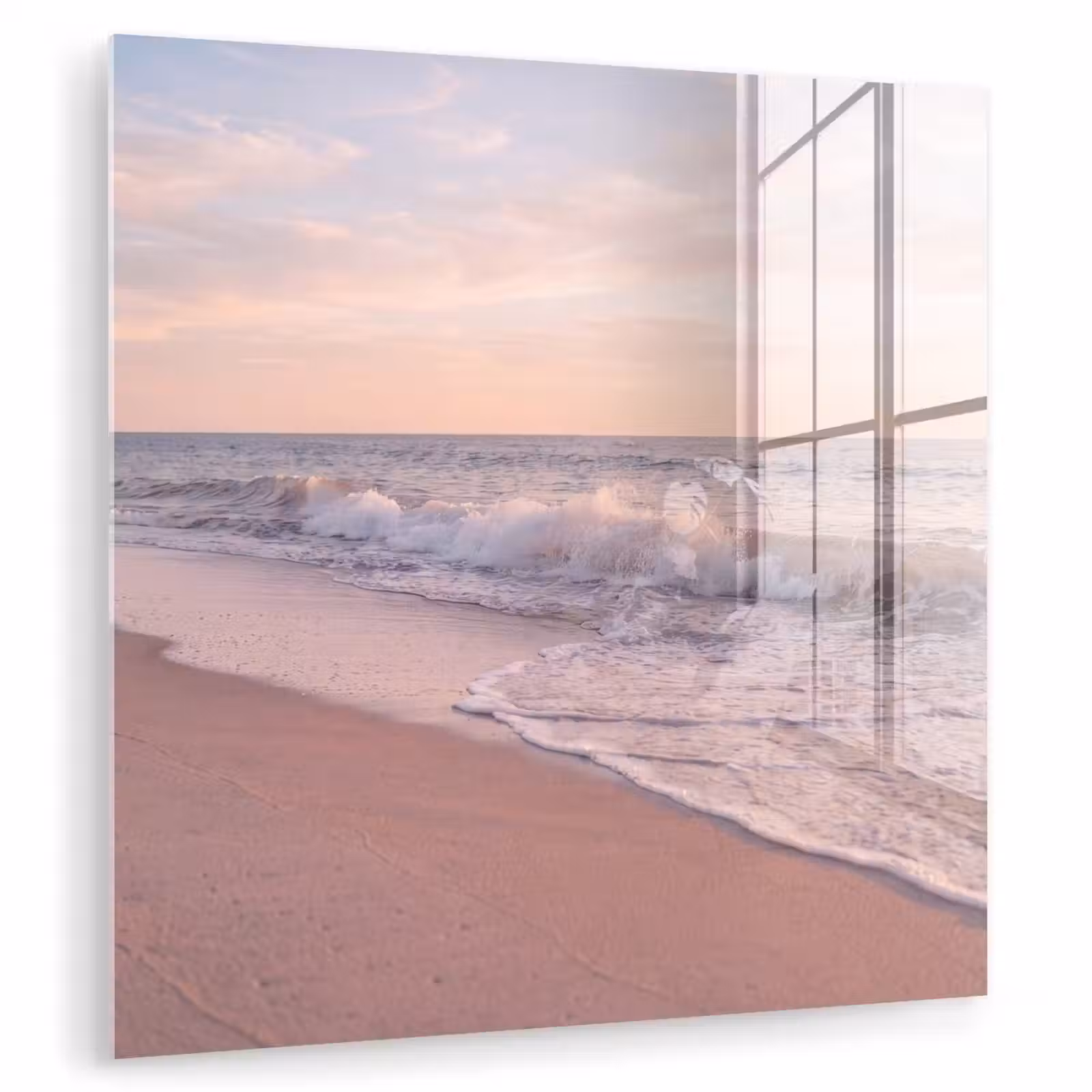 Glas schilderij - Strand - Zee - Golven - Natuur - Zonsondergang — 1