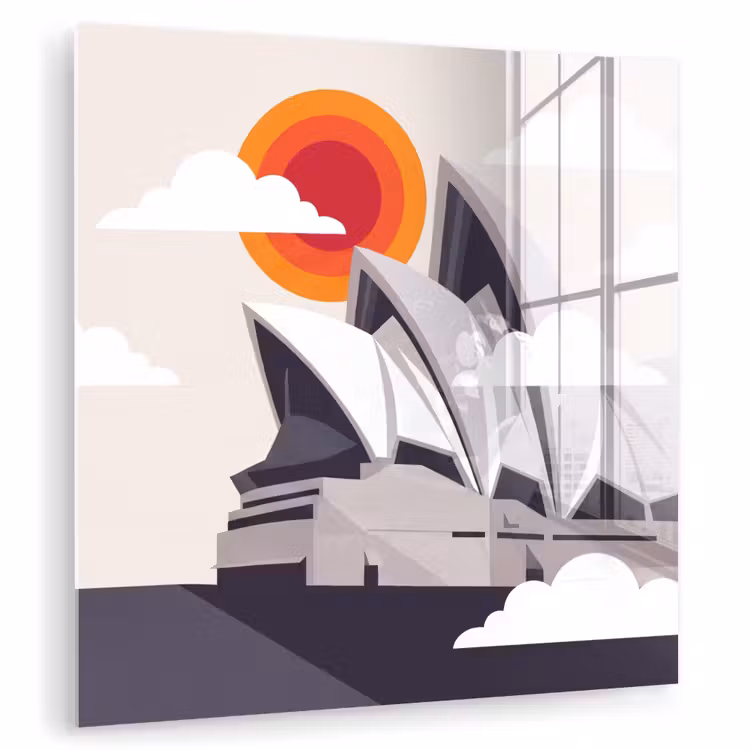 Glas schilderij - Architectuur - Stadsgezicht - Modern - Grijs - Oranje — 1