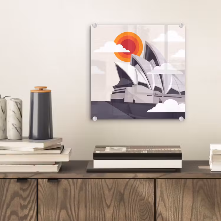 Glas schilderij - Architectuur - Stadsgezicht - Modern - Grijs - Oranje — 2