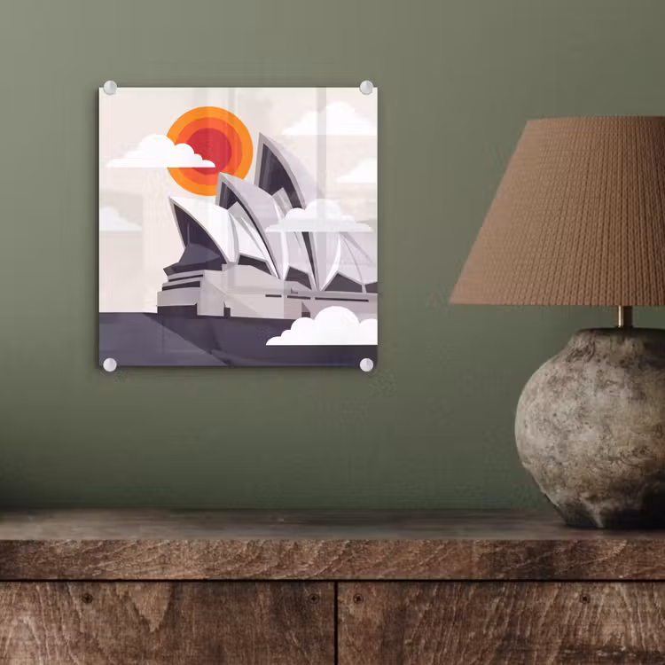 Glas schilderij - Architectuur - Stadsgezicht - Modern - Grijs - Oranje — 4