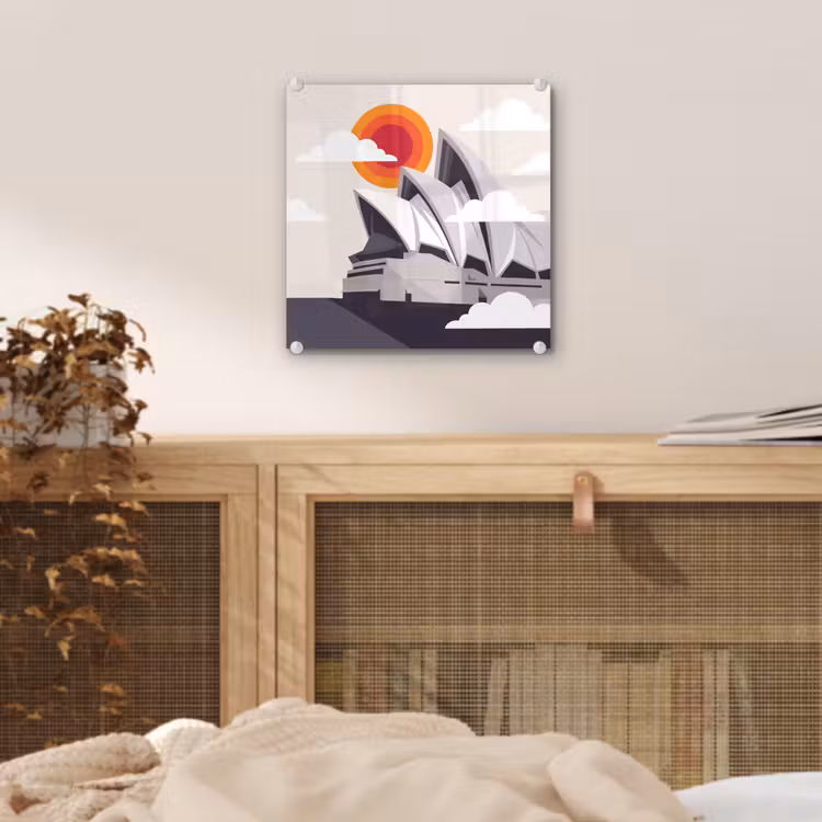 Glas schilderij - Architectuur - Stadsgezicht - Modern - Grijs - Oranje — 5