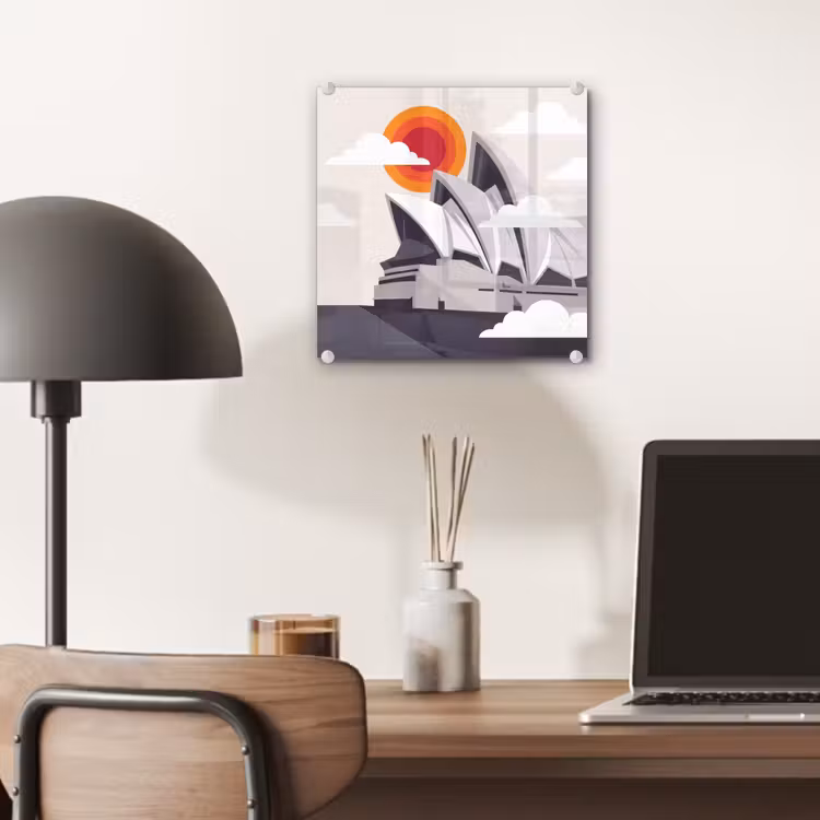 Glas schilderij - Architectuur - Stadsgezicht - Modern - Grijs - Oranje — 7