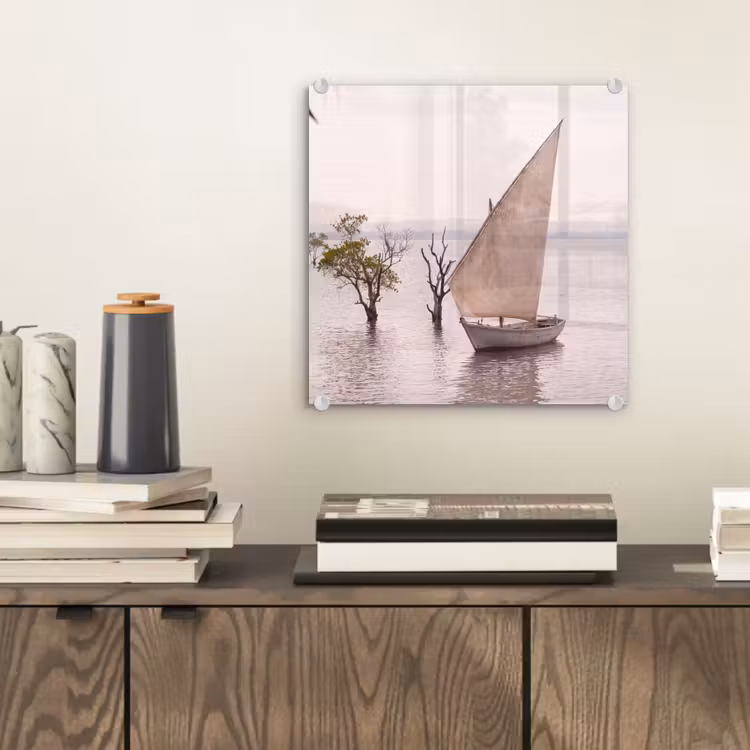 Glas schilderij - Boot - Zeil - Water - Tropisch - Natuur — 2