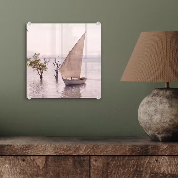 Glas schilderij - Boot - Zeil - Water - Tropisch - Natuur — 4