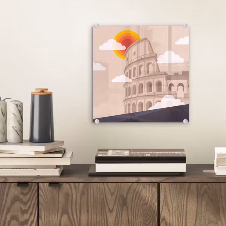 Glas schilderij - Colosseum - Zonsopgang - Rome - Architectuur - Beige — 2