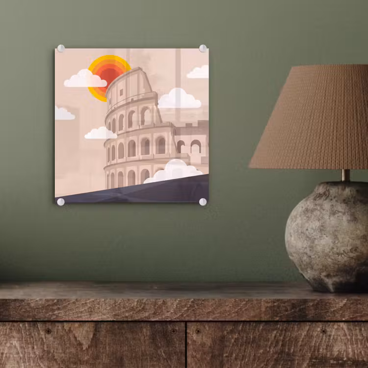 Glas schilderij - Colosseum - Zonsopgang - Rome - Architectuur - Beige — 4