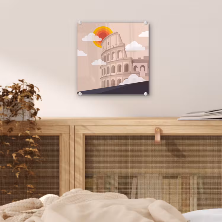 Glas schilderij - Colosseum - Zonsopgang - Rome - Architectuur - Beige — 5
