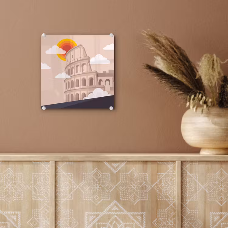 Glas schilderij - Colosseum - Zonsopgang - Rome - Architectuur - Beige — 6