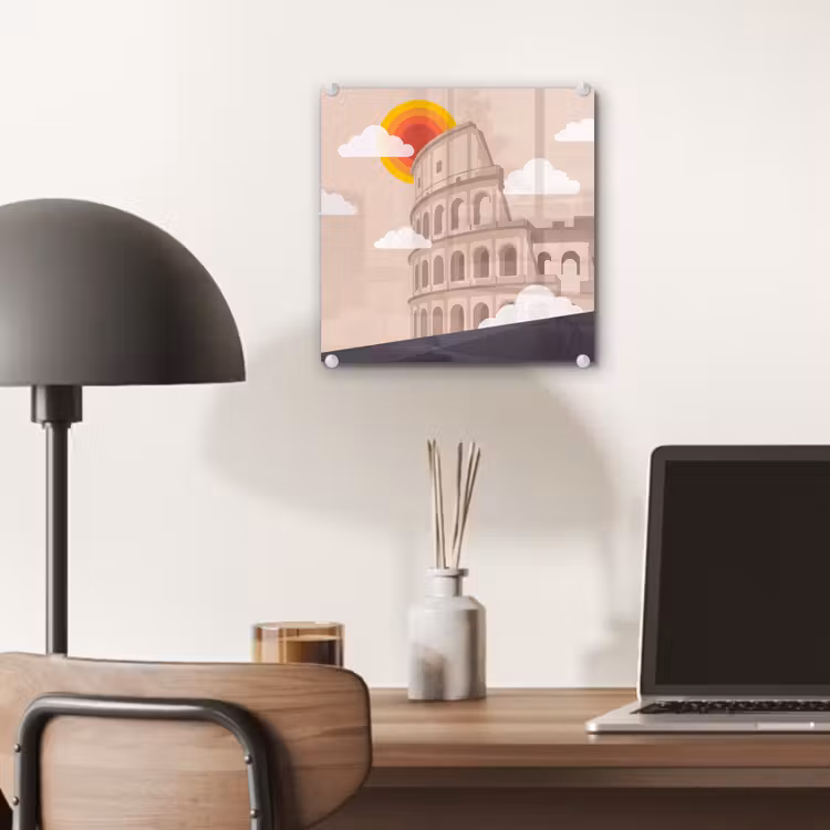 Glas schilderij - Colosseum - Zonsopgang - Rome - Architectuur - Beige — 7