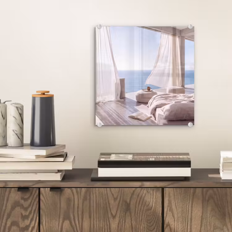 Glas schilderij - Interieur - Zeezicht - Modern - Rust - Beige — 2
