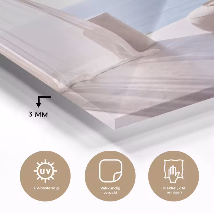 Glas schilderij - Interieur - Zeezicht - Modern - Rust - Beige — 3