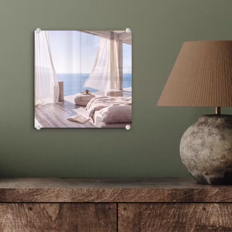 Glas schilderij - Interieur - Zeezicht - Modern - Rust - Beige — 4