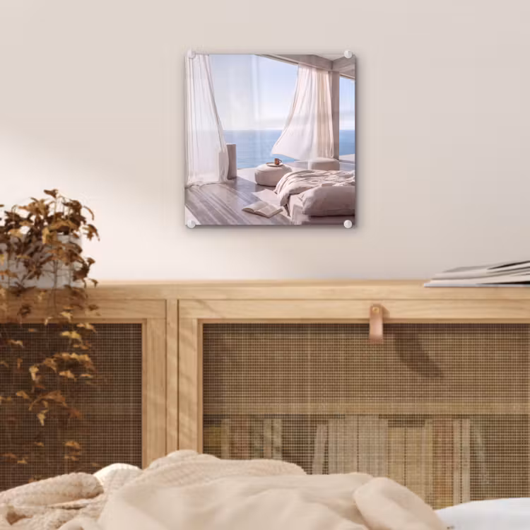 Glas schilderij - Interieur - Zeezicht - Modern - Rust - Beige — 5