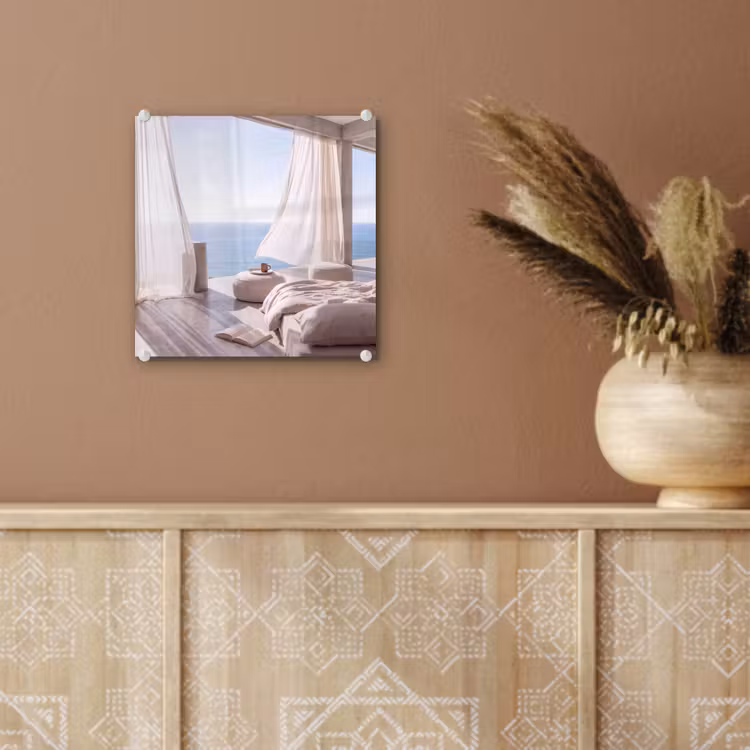 Glas schilderij - Interieur - Zeezicht - Modern - Rust - Beige — 6