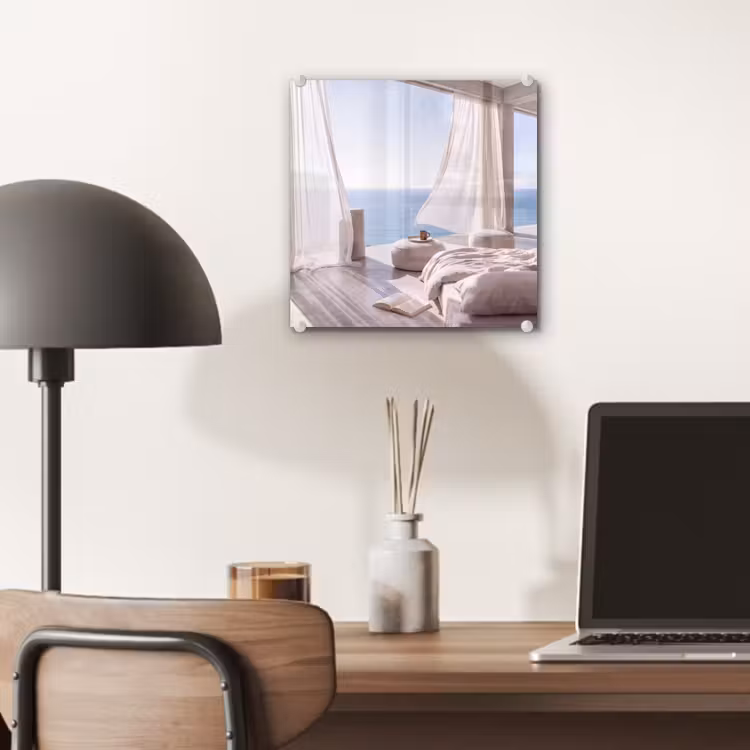 Glas schilderij - Interieur - Zeezicht - Modern - Rust - Beige — 7