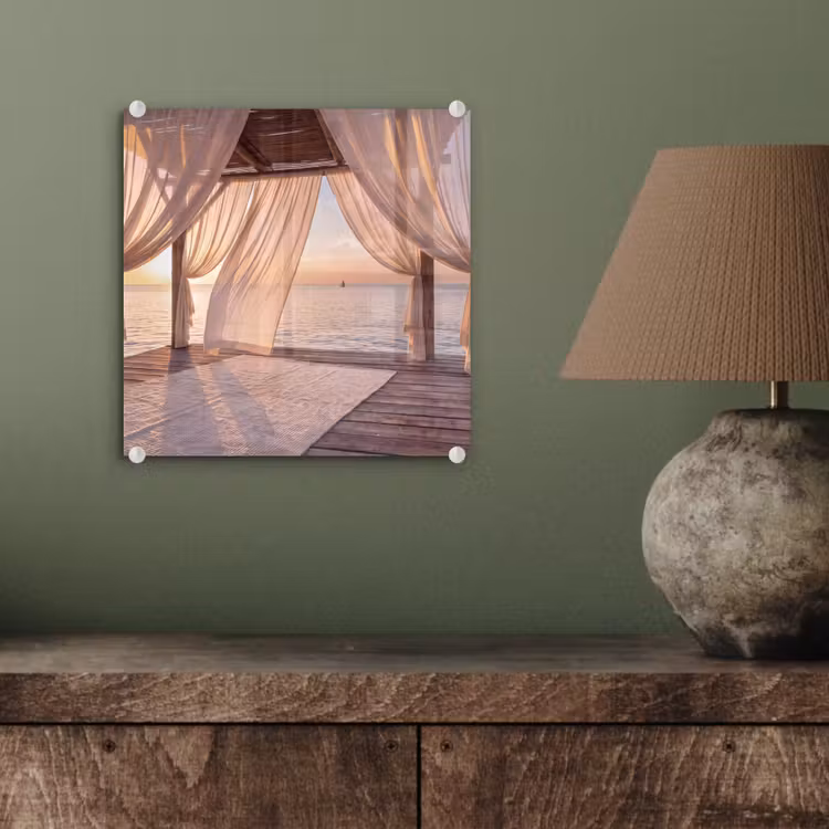 Glas schilderij - Overkapping - Zee - Zonsondergang - Vakantie - Rust — 4