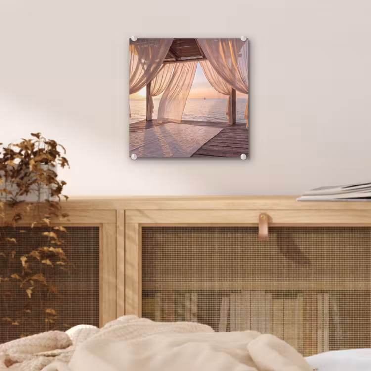 Glas schilderij - Overkapping - Zee - Zonsondergang - Vakantie - Rust — 5