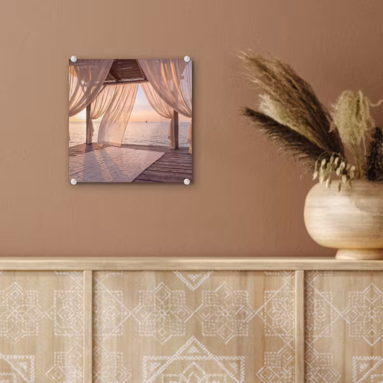 Glas schilderij - Overkapping - Zee - Zonsondergang - Vakantie - Rust — 6