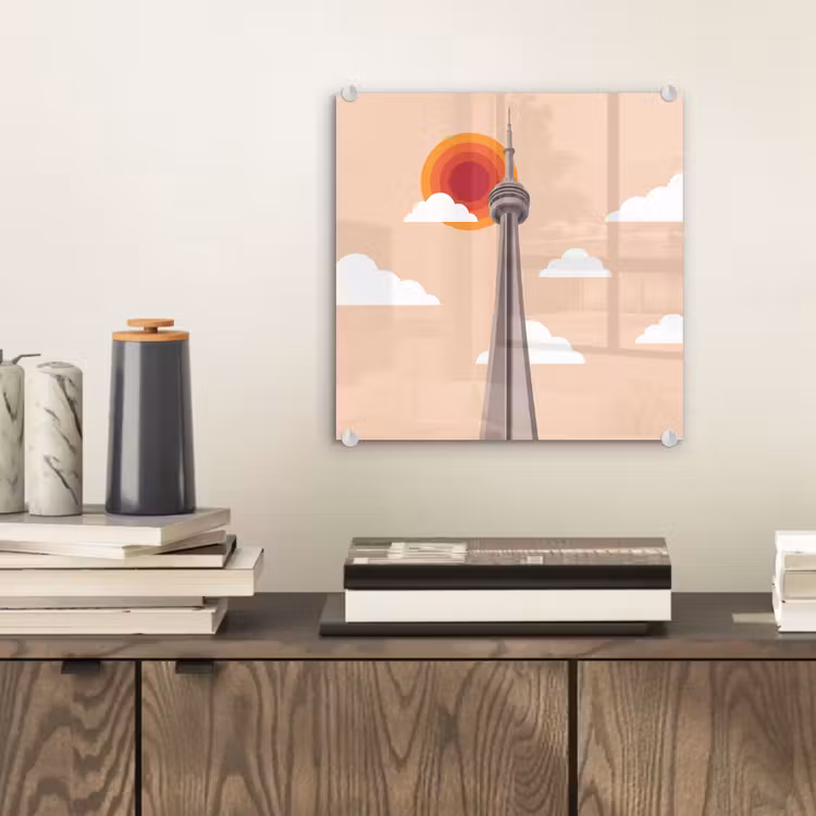 Glas schilderij - Stad - Gebouw - Architectuur - Retro - Oranje — 2