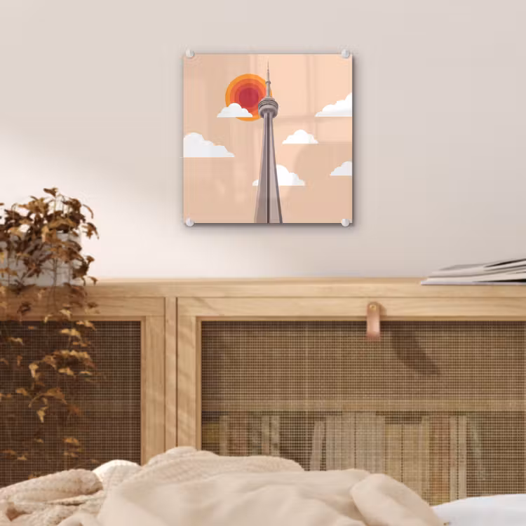 Glas schilderij - Stad - Gebouw - Architectuur - Retro - Oranje — 5