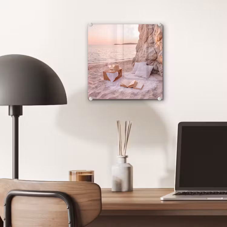Glas schilderij - Strand - Picknick - Zonsondergang - Zomer - Natuur — 7