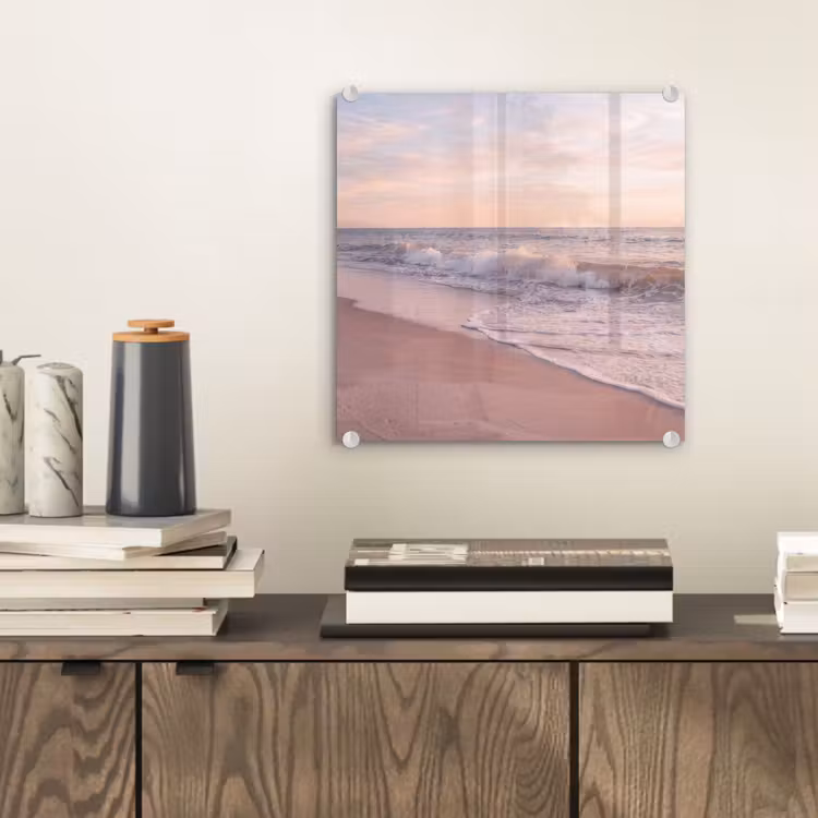 Glas schilderij - Strand - Zee - Golven - Natuur - Zonsondergang — 2