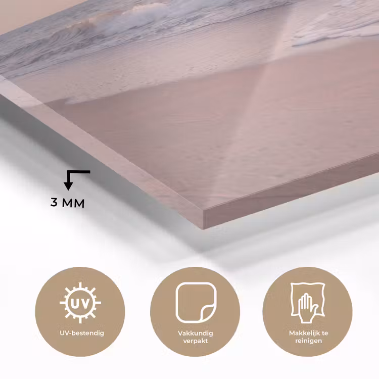 Glas schilderij - Strand - Zee - Golven - Natuur - Zonsondergang — 3