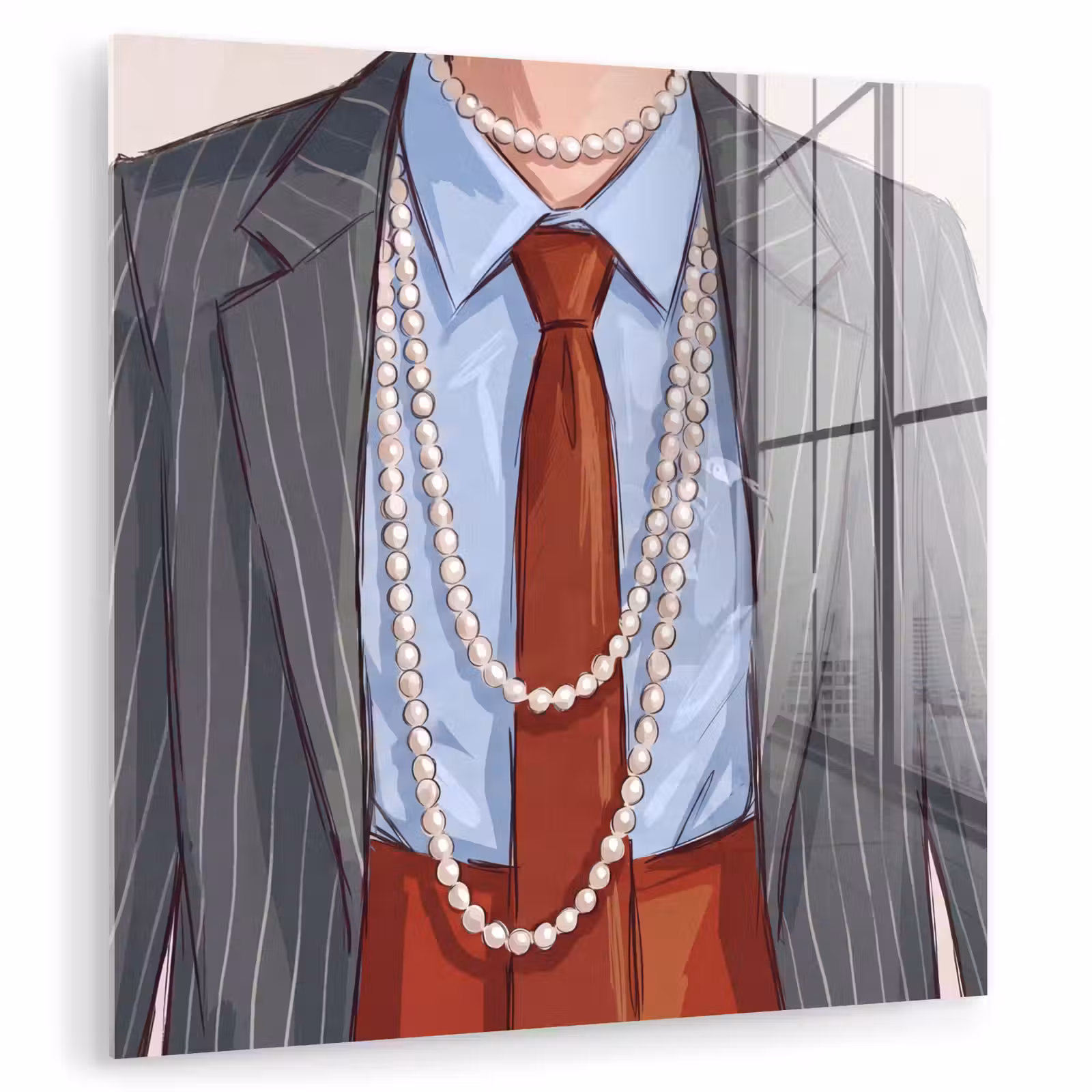 Glas schilderij - Kleding - Strik - Parels - Klassiek - Mode — 1