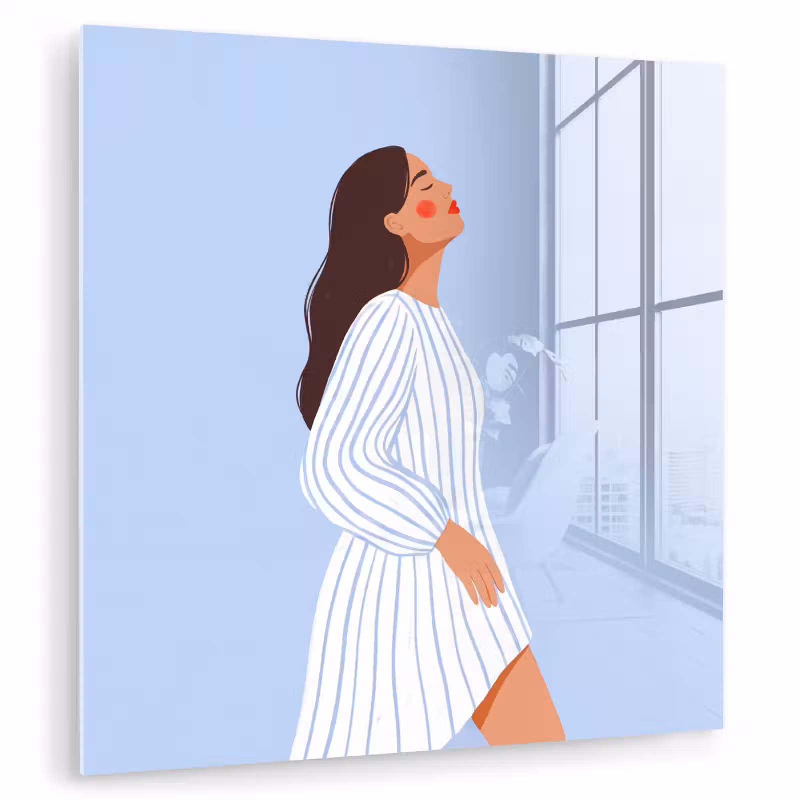 Glas schilderij - Vrouw - Profiel - Rust - Modern - Illustratie — 1