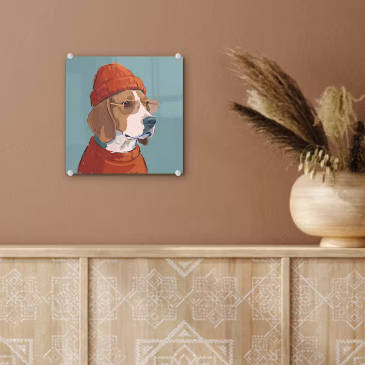Glas schilderij - Hond - Beanie - Zonnebril - Dieren - Modern — 6