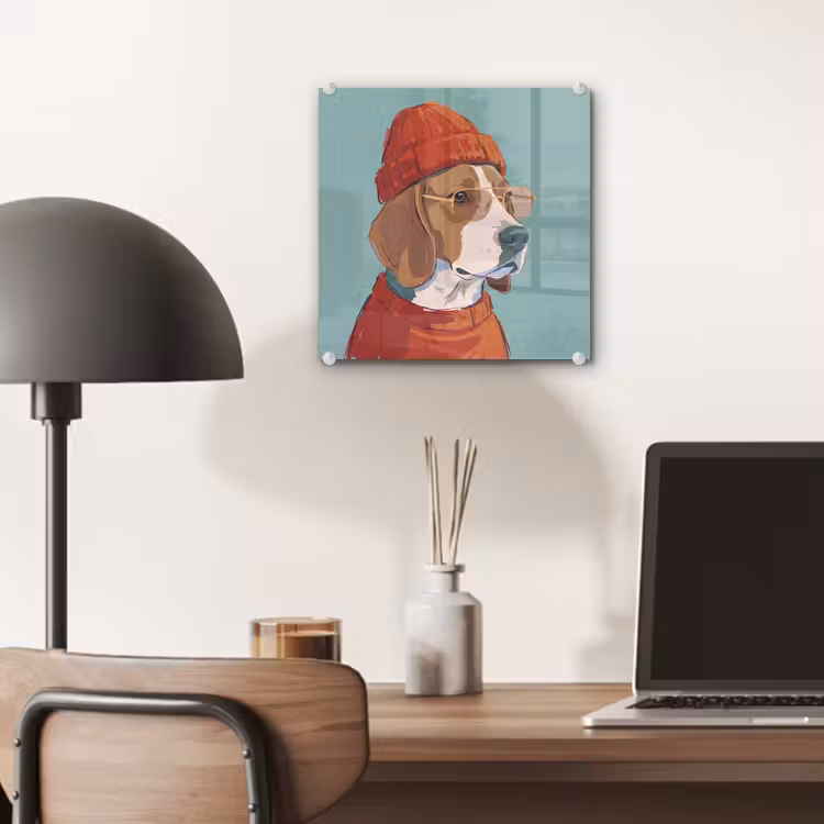 Glas schilderij - Hond - Beanie - Zonnebril - Dieren - Modern — 7