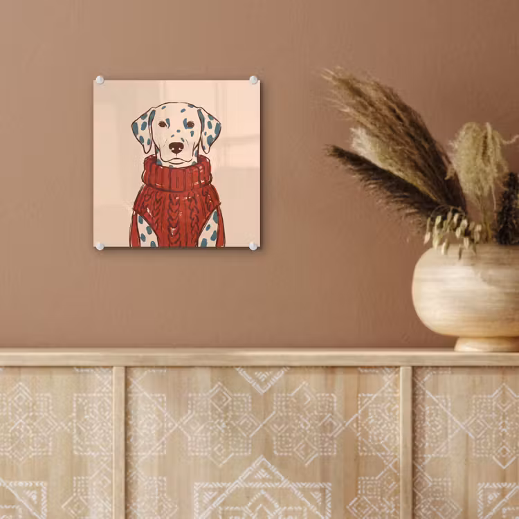 Glas schilderij - Hond - Trui - Winter - Dieren - Rood — 6