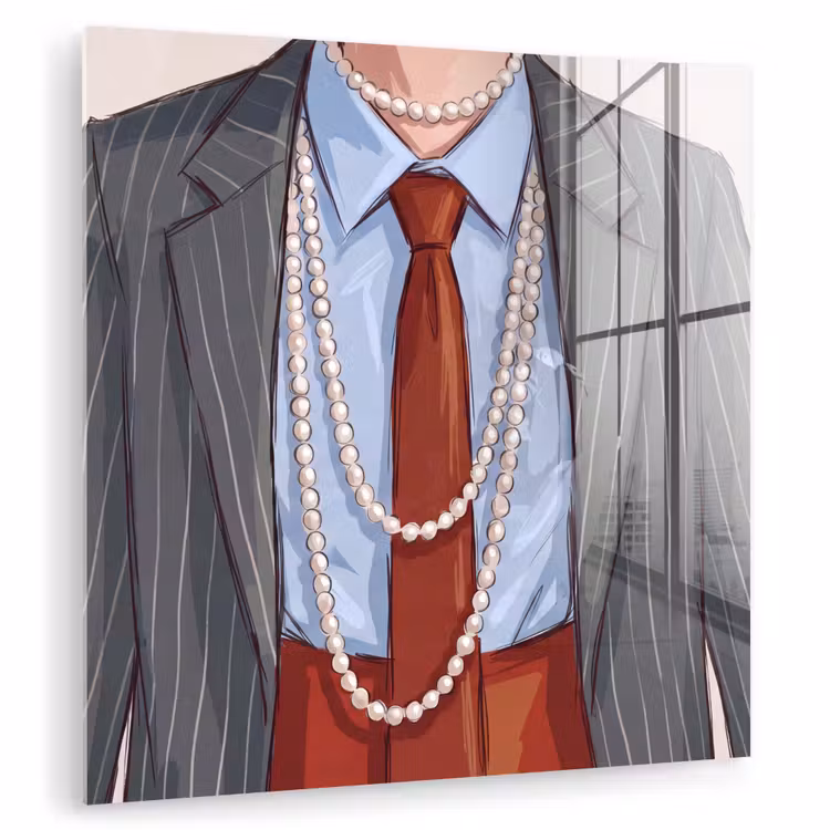 Glas schilderij - Kleding - Strik - Parels - Klassiek - Mode — 1
