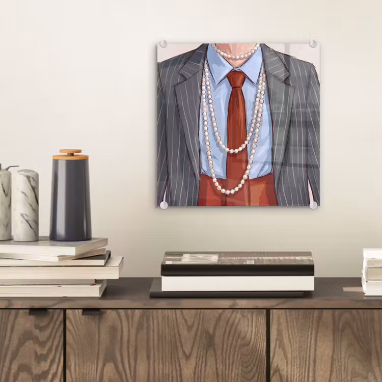 Glas schilderij - Kleding - Strik - Parels - Klassiek - Mode — 2