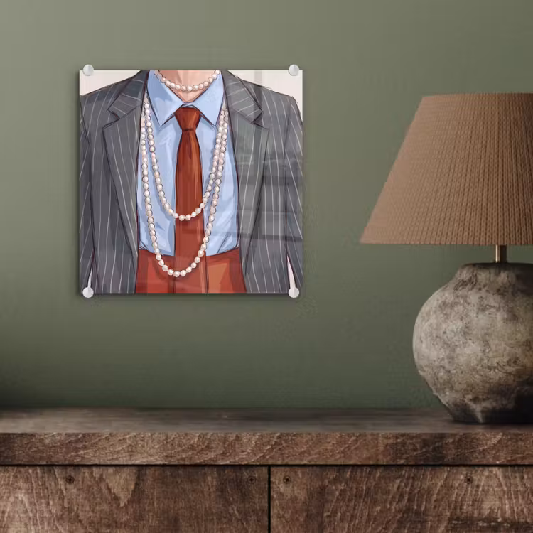 Glas schilderij - Kleding - Strik - Parels - Klassiek - Mode — 4