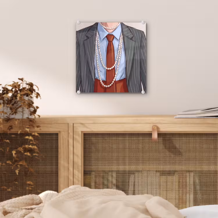 Glas schilderij - Kleding - Strik - Parels - Klassiek - Mode — 5