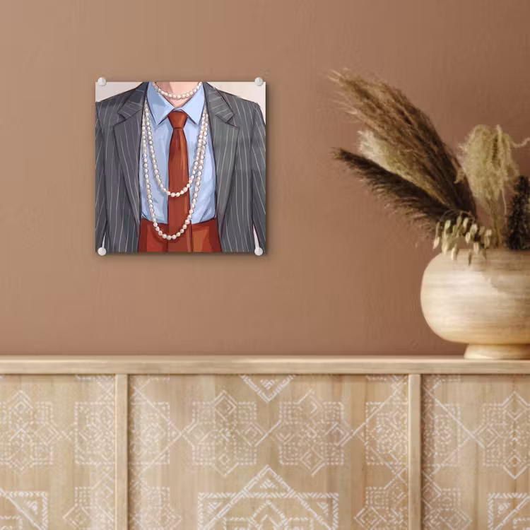 Glas schilderij - Kleding - Strik - Parels - Klassiek - Mode — 6
