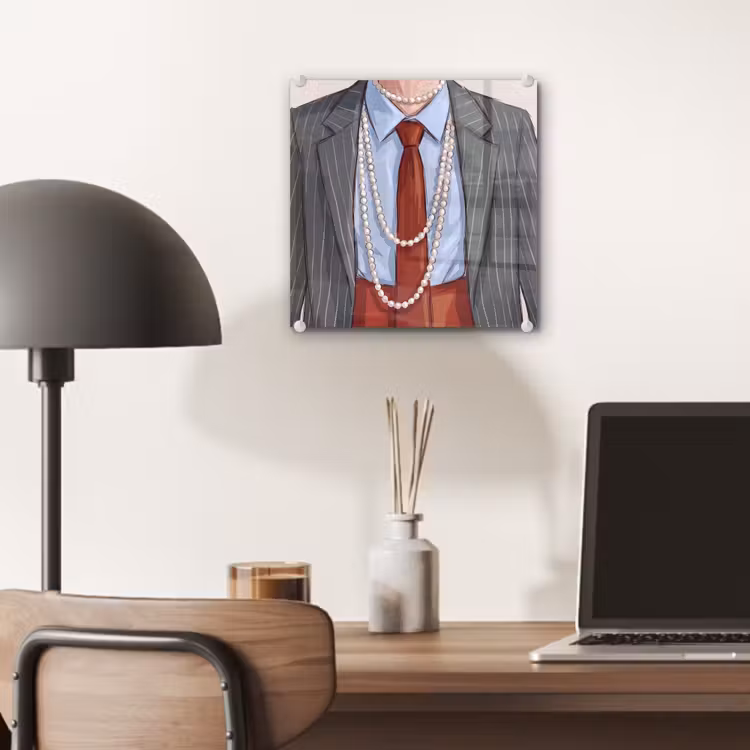 Glas schilderij - Kleding - Strik - Parels - Klassiek - Mode — 7