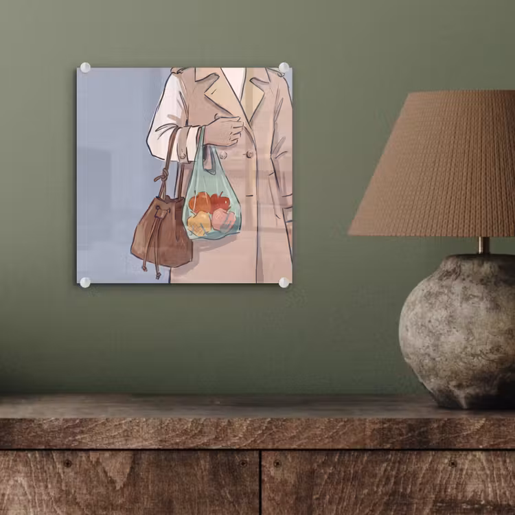 Glas schilderij - Mensen - Boodschappen - Stadsleven - Modern - Kleurrijk — 4