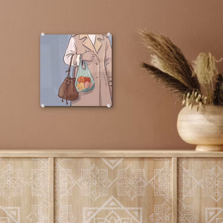Glas schilderij - Mensen - Boodschappen - Stadsleven - Modern - Kleurrijk — 6