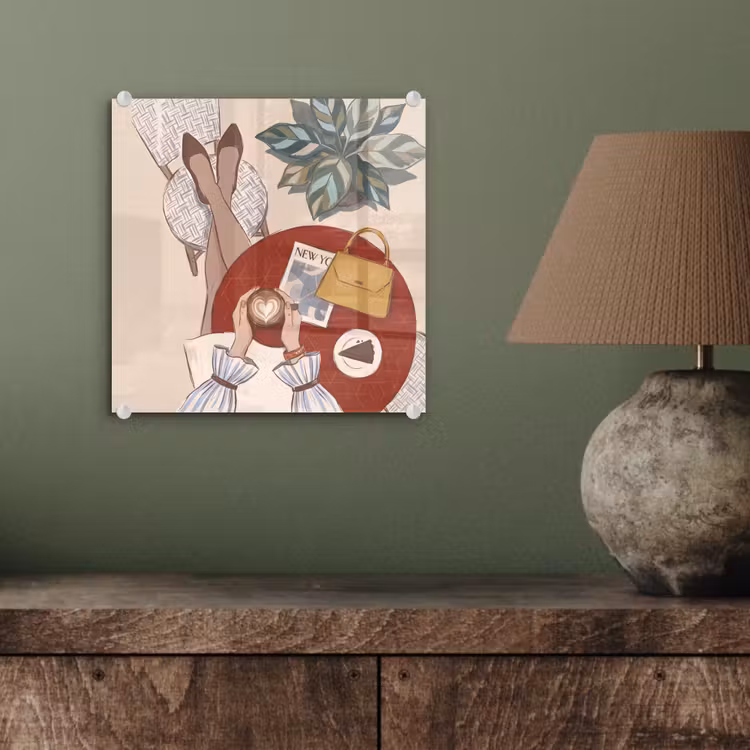 Glas schilderij - Mensen - Cafe - Koffie - Stadsleven - Modern — 4